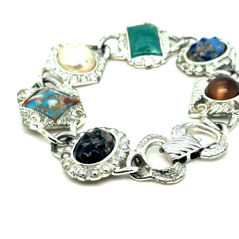 Sarah Cov. Multistone Silver-Tone Link Bracelet‎ -